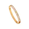 Nuevo brazalete de concha de fritilaria blanca con tres diamantes para mujer, acero de titanio no descolorante en oro rosa, de alta gama, simple, versátil, a la moda.