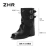 Botas de Pantalón ZHR Negras para Mujer 2026 Otoño Invierno Nuevas Botas de Tobillo Martin de Suela Gruesa Botas Apiladas Arrugadas Botas de Montar
