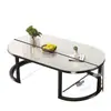 Mesa de Centro Simple para el Hogar Sala de Estar Duradera Moderna Minimalista Mesa de Té Habitación de Alquiler Apartamento Pequeño Ovalada de Vidrio Mesa de Café Creativa