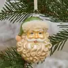 Pingente de Cabeça de Papai Noel em Vitral Ornamento de Natal de Vidro Decoração para Pendurar na Janela de Feriado Artesanato em Vidro