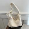 Bolsa Tote de Gran Capacidad con Empalme de Nuevo Estilo de Verano, Elegante Bolso de Hombro con Flores de Encaje, Bufanda de Seda, Bolso de Mano para Axila
