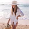 Camisa de tela crepé nueva europea y americana, blusa de vacaciones en la playa, bikini de playa, camisa, traje de baño, cárdigan exterior