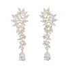 Pendientes de boda personalizados de estilo europeo y americano, pendientes de gota de circonita con incrustaciones de cobre de alta calidad, venta directa al por mayor de fábrica
