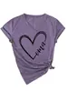 Amazon eBay Estação Independente Casual Simples Temperamento Feminino oma Coração Decote V Manga Curta Camiseta Camada Base Comércio Exterior