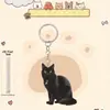 Llavero Gato Negro Plano 2D Avión Acrílico Decoración Colgante para Mascota Llavero Realista Gato Accesorios Coche