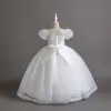 Vestido Largo para Niña Manga Abullonada Vestido Abullonado Vestido de Princesa Anfitrión Pequeño Cumpleaños Vestido de Boda Malla Verano