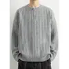 Suéter de malha com meio zíper para homens e casais, textura listrada, gola semiaberta, estilo old money, tendência outono e inverno, atacado de fábrica transfronteiriço
