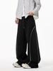 Pantalones de Chándal Casuales con Costuras Estilo Americano Marca Trendy para Hombre High Street Pantalones de Pierna Ancha Dummy cleanfit Pantalones Rectos Holgados