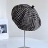 Gorra de Boina de Espiga Mezcla de Lana para Mujer, Gruesa y Cálida para Otoño e Invierno, Versátil Gorra de Boina
