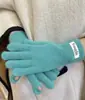 Nuevos Guantes Cálidos de Punto Engrosados para Mujer en Otoño e Invierno Estudiantes Color Sólido Guantes sin Dedos para Pantalla Táctil Venta al por Mayor