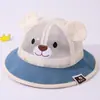 Novo chapéu de sol infantil verão proteção solar creche chapéu de rede coreano fofo desenho animado urso chapéu de pescador T397