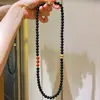 Cadena de Clavícula Asimétrica de Ágata Negro Natural de Alta Calidad con Diseño de Cornalina Roja Gargantilla Cadena para Suéter