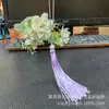 Abanico de borla para colgar con espiga bordada a mano, colgante de abanico redondo, espiga de perla sintética, colgante de abanico de princesa fragante
