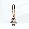 Chaveiro Pingente Decorativo Urso Fofo DIY Feito à Mão com Cordão Marrom para Carro e Celular