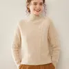 Nuevo Suéter de Cachemir Grueso para Mujer Otoño/Invierno, Cuello Alto Medio, Tejido de Punto Trenzado, Color Sólido Holgado, Prenda Base de Punto