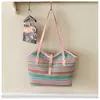 Bolso Tejido Arcoíris para Mujer, Estilo Vacaciones de Verano en la Playa, Nuevo Modelo 2026, Bolso Grande de Capacidad para el Trabajo, Bolso de Paja