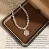 Collar de Perla Lunar y Estrella Super Brillante de Zircón Cadena Ligera de Lujo Nicho para Clavícula Cadena Francesa Retro de Gama Alta para Mujeres