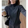 Cardigan de Manga Raglan Longa com Gola Meia-Alta e Zíper para Outono e Inverno, Jaqueta Pequena Aconchegante, Pode Ser Usado por Dentro, Blusa Base Emagrecedora para Mulheres, Pode Ser Usado por Fora