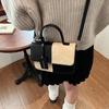 Estilo Coreano Color de Contraste Portátil Pequeña Bolsa para Mujer Invierno Nueva Moda Retro Cuadrada Pequeña Texturizada Casual para Viajes Diarios Bolso de Hombro
