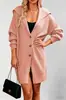 Moda Femenina Europea y Americana Transfronteriza Nueva Otoño/Invierno 2026 Color Sólido Cuello Solapa Bolsillo Cárdigan Tres Botones de Punto de Longitud Media Abrigo