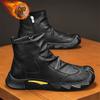 Botas Martin para hombre, zapatos de otoño, estilo retro británico, informales, de caña media, de cuero, negras, con cremallera lateral para motocicleta, botas altas de cuero para herramientas
