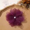 Estilo Antiguo Súper Hada Borde Quemado Degradado Organza Pluma Flor de Perla DIY Clip Corsage Hecho a Mano Accesorios para Ropa