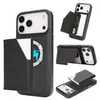 Compatible con carcasa de teléfono magnética dos en uno para iPhone 18, carcasa con ranura para tarjetas para Samsung S26, carcasa de cuero con carga inalámbrica MagSafe