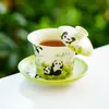 Taza Gaiwan de Cerámica para Té Kung Fu de Tres Talentos Qichun de la Marca Panda, para Beber una Persona, Alto Valor Estético, Tazón de Té que No Quema las Manos