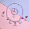 Colar de Pérolas de Sereia Infantil para Meninas Acessórios de Princesa para Bebês Conjunto de Cinco Peças Presente de Feriado Joias Transfronteiriças Atacado