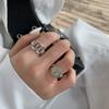 Anillo Doble Anillo Vintage Ruili para Mujer S925 de Moda para el Trabajo Cadena Anillo para Dedo Índice Anillo Abierto Personalizado