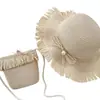 Bolso de Paja de Moda con Borlas, Bolso Tejido a Mano de Gran Capacidad, Bolso de Hombro Tote con Sombrero de Paja con Borlas