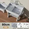 Fregadero de lavandería de piedra de cuarzo con tabla de lavar para uso interior y exterior, adecuado para patios de villas en planta baja y lavaderos de áticos, fregadero y lavabo integrados
