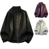 Chaqueta de vuelo estilo americano con cuello alto elegante, nueva, cortavientos, versátil, de alta gama, top de patchwork deconstruido