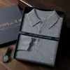 Novo suéter de 100% cashmere outono e inverno para homens, gola polo, corte solto, camiseta de lã de manga comprida, estilo business