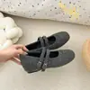 Sapatos de Algodão Mary Jane Pelúcia, Sapatos Peludos para Mulheres, Roupa de Inverno para Exterior, Estilo Coreano Lã Novo Estilo, Sapatos com Salto Interno e Sola Grossa para Mulheres, Cinza