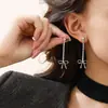 Pendientes Largos para Mujer Estilo Ins con Borla y Lazo, Metal Brillante con Diamantes, Elegantes y Encantadores, Venta Caliente Transfronteriza Europea y Americana