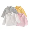 Camisa Polo para bebé, ropa infantil para niños, top de bebé con cuello camisero, nuevo estilo de otoño, camiseta básica versátil de color liso suave, manga larga