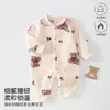 Mameluco de oso de cereza para bebé de otoño e invierno, mameluco suave y cálido para recién nacidos, lindo atuendo de manga larga para gatear para bebés