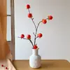 8 Frutas Caqui Flores Artificiais Caqui Ruyi Decoração Enfeites Flores Falsas Decoração de Sala de Estar Arranjo de Flores Entrega Douyin
