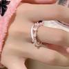 Anillo romántico de circonita rosa con diseño dulce para mujer, anillo ajustable abierto para dieta, anillo de moda con personalidad