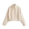 Moda feminina europeia e americana transfronteiriça AliExpress item mais vendido jaqueta casual da moda com gola alta de três cores