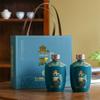 Botella de vino de cerámica de Jingdezhen 500ML colección jarra de vino 1x traje de 2/4 juego completo de adornos etiquetados botella de vino blanco