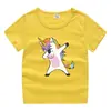 Nova Camiseta de Verão de Manga Curta Infantil Unicórnio para Meninas, Camiseta Básica de Algodão para Bebê, Blusa Infantil de Manga Meia