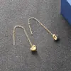 Aretes Largos que Hacen que el Rostro Parezca Más Delgado, Modernos y que No se Despintan, Aretes de Color Dorado de 18 Quilates para Mujer, Gancho para la Oreja en Forma de Corazón, Cadena para la Oreja, Acero de Titanio