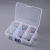 Caixa vazia grande com 6 compartimentos, caixa de armazenamento de plástico transparente para componentes de mesa, caixa de acessórios de ferragens com tampa articulada, caixa de armazenamento compartimentada