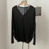 Camiseta de manga larga con cuello en V estilo coreano para mujer, suave y con caída, de un solo pecho, corte holgado, adelgazante, disponible en varios colores, al por mayor en stock