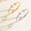 Pulsera Abierta y Anillo de Lujo Ligero con Diamantes Completos de Venta Caliente Transfronteriza con Circonita, Diseño de Nicho, Joyería de Moda Transfronteriza