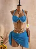 Artículos Populares de Venta Caliente Europeos y Americanos en Stock: Traje de Baño de Dos Piezas para Vacaciones en la Playa para Mujer, Conjunto de Tres Piezas a la Moda, Exclusivamente para Suministro de Comercio Electrónico Transfronterizo