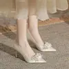 Jin Gang CH8089-1 Zapatos de Boda Zapatos de Boda Boca Baja Tacones Altos Mujer 2025 Nuevos Zapatos de Aguja de Primavera y Otoño