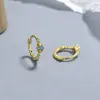 Pendientes de circonita colorida para mujer Plata de ley 925 simples estilo Ins combinables con todo pendientes de diamante coloridos de moda personalidad moda temperamento joyería para la oreja